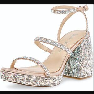 NIB Betsey Johnson Rhinestone Platform Sandals, sz 7.5
